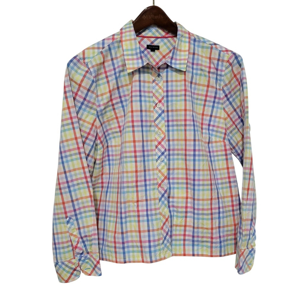 Talbots Women's Checkered Button-Up Long-Sleeves Shirt Excellent Condition